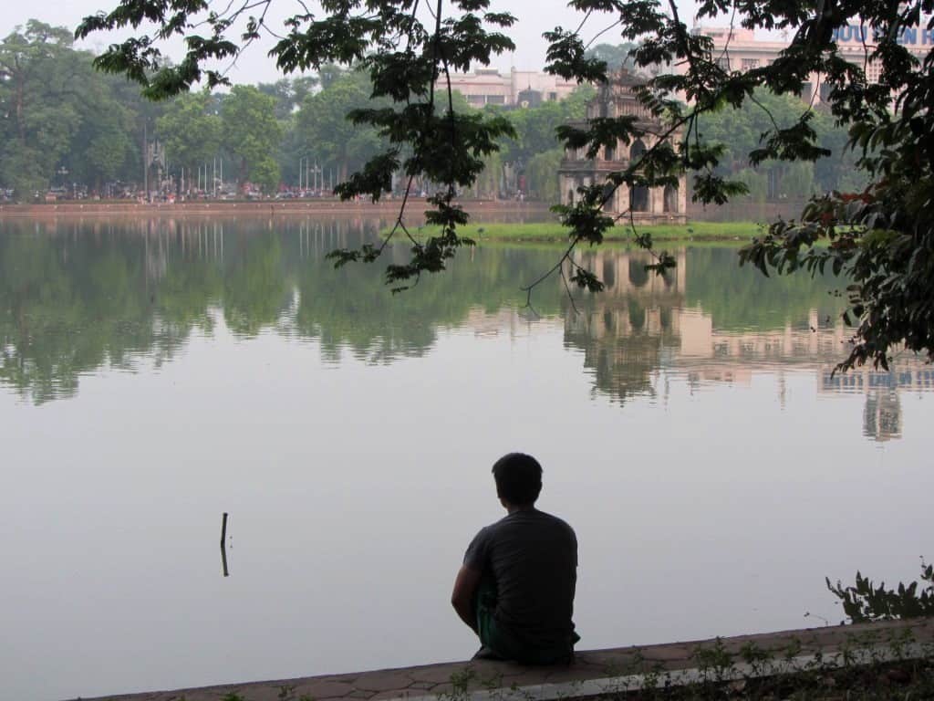 Hoan Kiem Lake, a popular meeting place in Hanoi