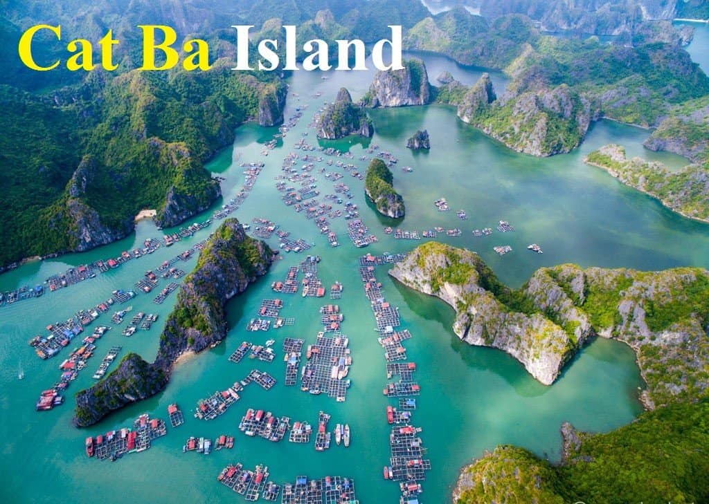 between blue sea and mountain Cat Ba Island in Vietnam
