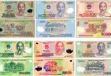 Vietnamese Dong Conversion Rate Tables for USD, AUD, GBP, CAD, NZD, EUR, SGD, CNY, KRW, JPY,