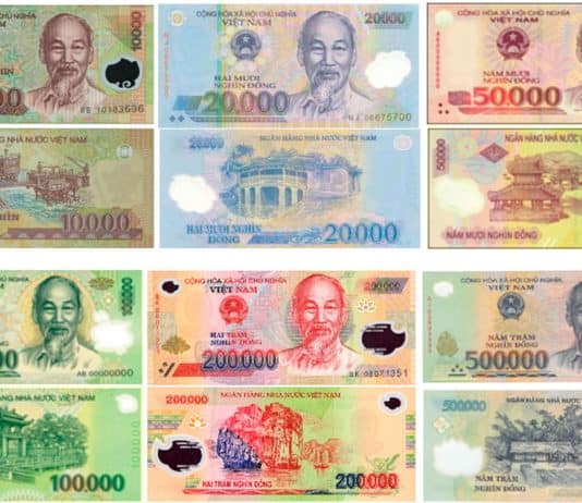 Vietnamese Dong Conversion Rate Tables for USD, AUD, GBP, CAD, NZD, EUR, SGD, CNY, KRW, JPY,